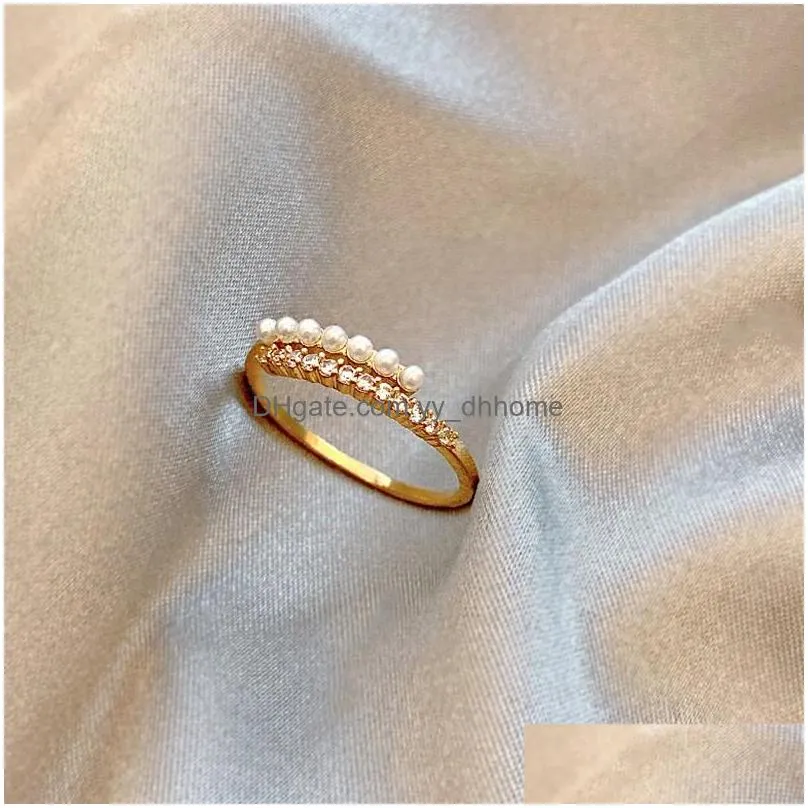 pearl ring exquisite geometric opening rings temperament simple finger ring luxury girl women jewelry gift
