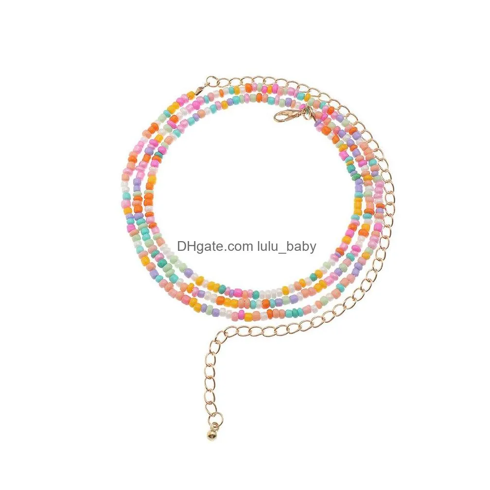 bohemian fashion jewelry handmade colorful belly chain bikini beads belt beaded thin body waist chains