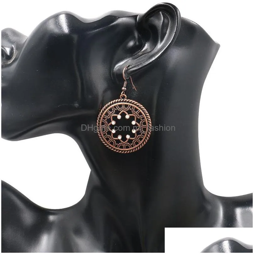 bohemian fashion jewelry womens vintage earrings hollow out flower beads dangle earrings