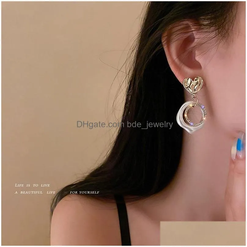 fashion jewelry s925 silver post irregular faux pearl hoop geometric dangle earrings rhinestone heart stud earrings