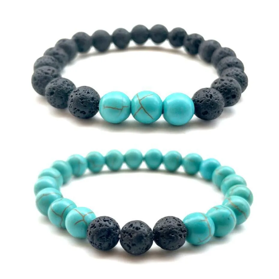  lava rock beads bracelets 8 mm fashion natural stone charm jewelry weathering stone cuffs bangles 2 styles turquoise bracelet