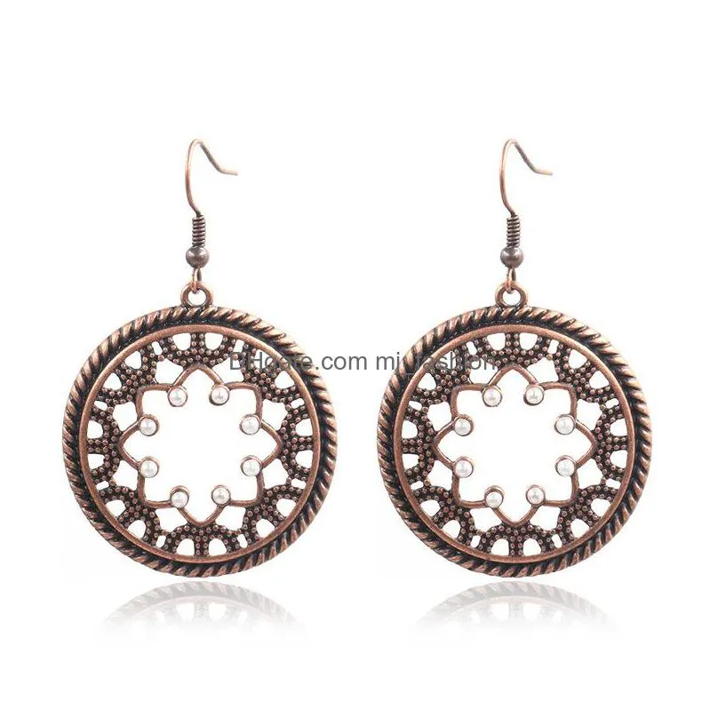 bohemian fashion jewelry womens vintage earrings hollow out flower beads dangle earrings