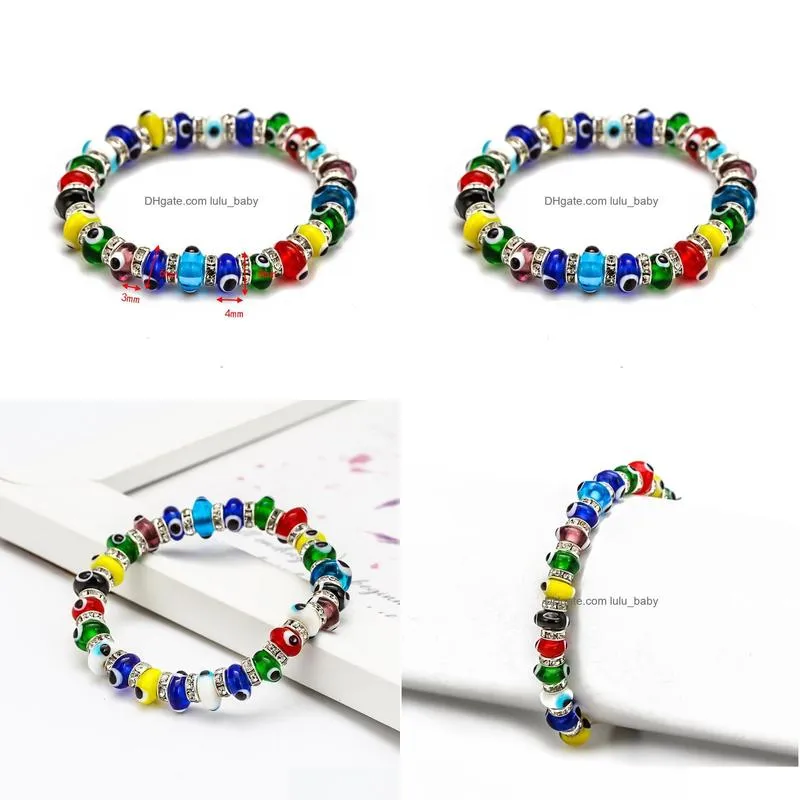 fashion jewelry colorful evil eye bracelet blue eyes elastic beaded bracelets