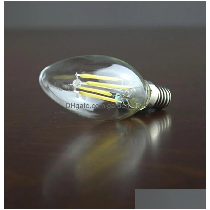 edison filament dimmable led candle lamp 2w 4w e14 e12 led bulbs light high bright e27 candle light 85265v