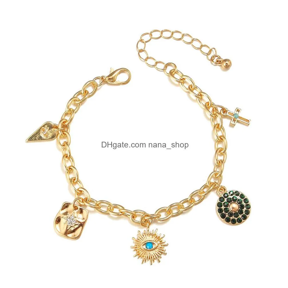 fashion jewelry cross flower evil eye pendant bracelet gorgeous blue eye chain bracelets birthday gift