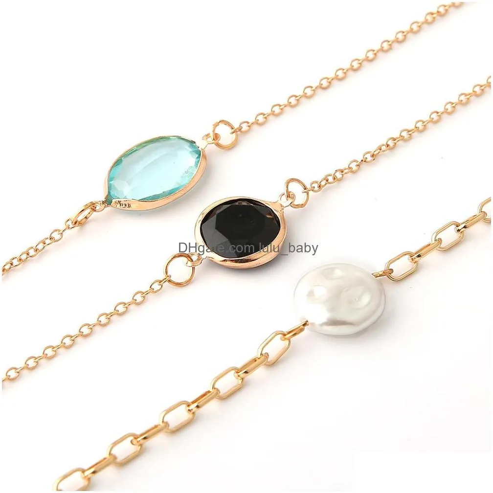 fashion jewelry 3pcs/set bracelet faux pearl beads pendant bracelet set