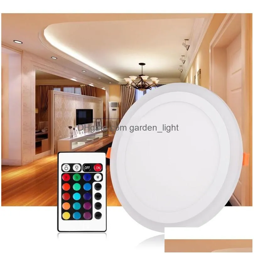 ultra slim 3w 6w 9w 18w 24w round square rgb led panel light cool white lamp recessed acrylic downlight ac 110220v remote control