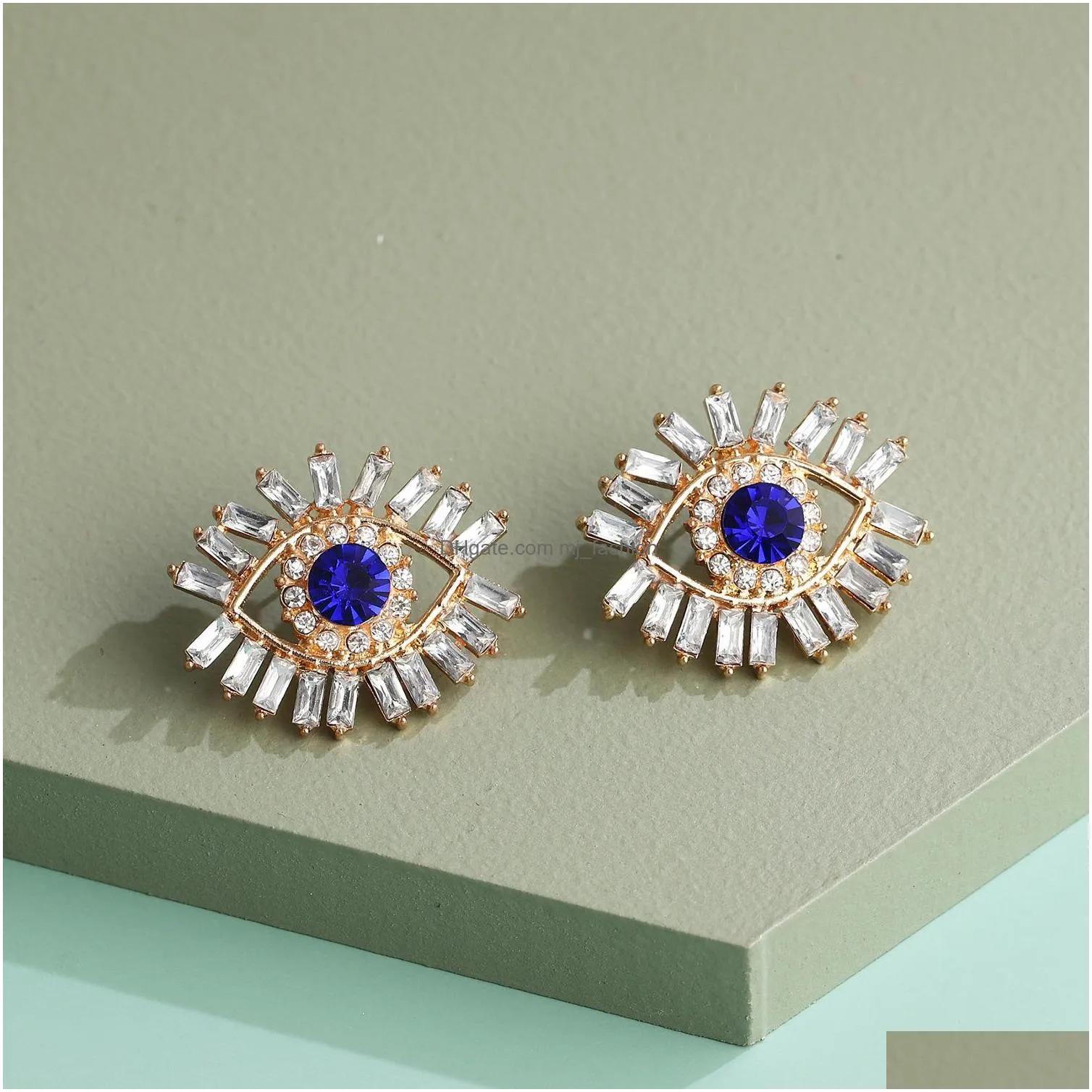 fashion jewelry womens angle eye stud earring colorful rhinstone evil eyes earrings