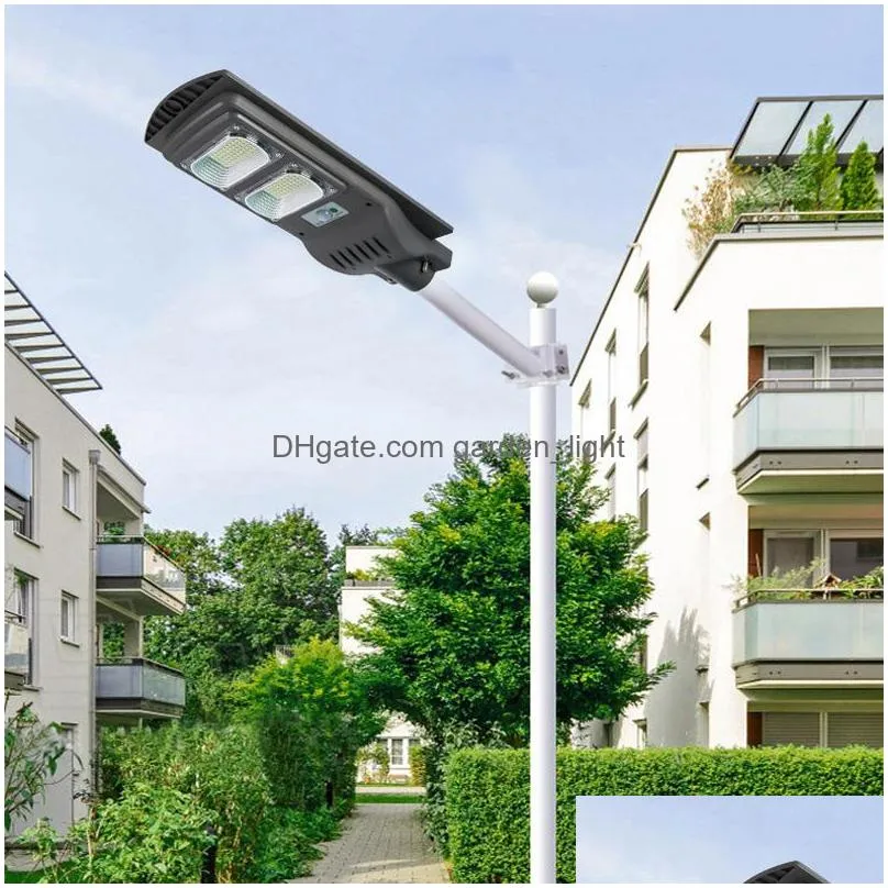 60w 90w 120w grey solar street lamp motion sensor waterproof ip66 wall outdoor landscape garden light with pole