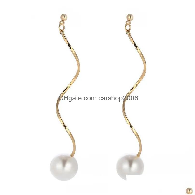 fashion jewelry womens earrings pearl eardrop long stud earrings