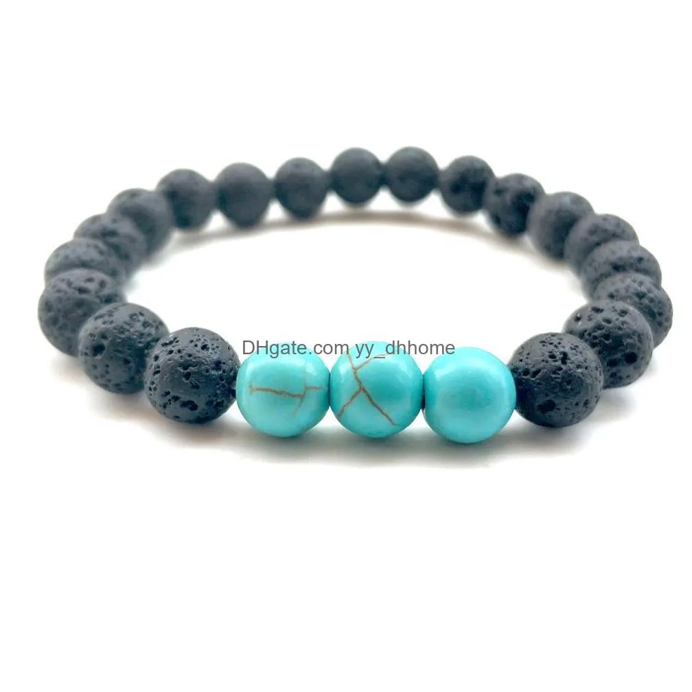  lava rock beads bracelets 8 mm fashion natural stone charm jewelry weathering stone cuffs bangles 2 styles turquoise bracelet