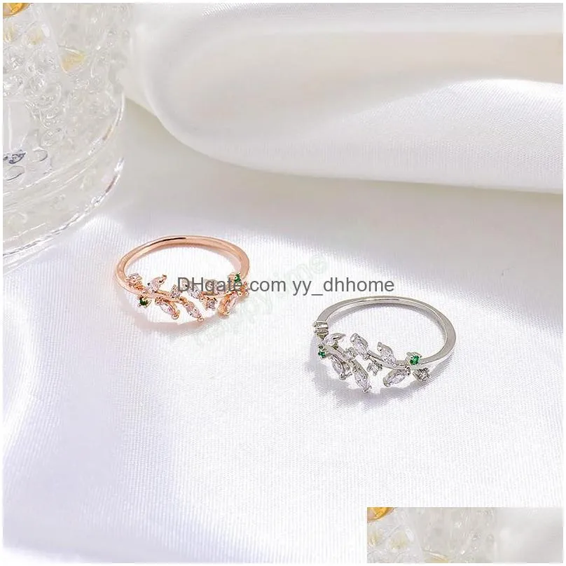 creative leaf branch shape open ring for woman fashion korean finger jewelry luxury wedding party girls unusual rings