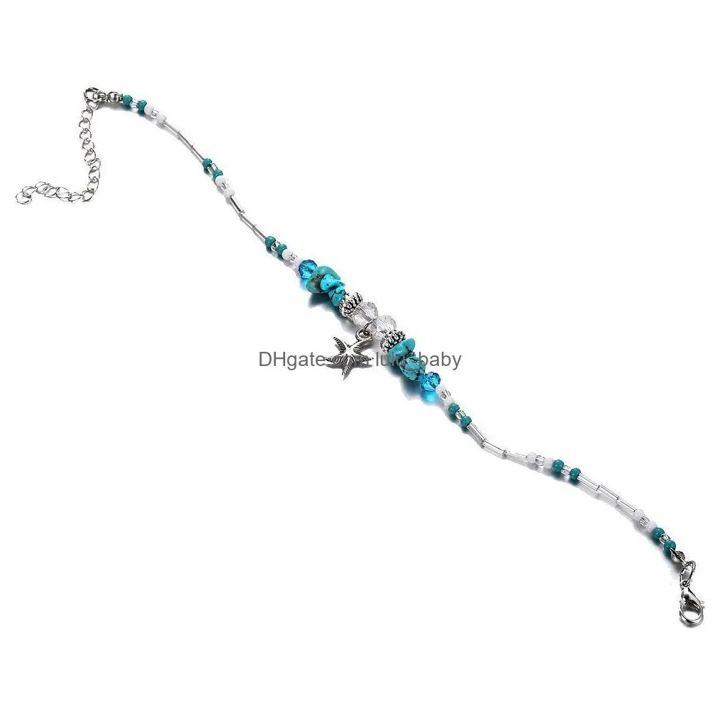 fashion jewelry vintage starfish pendant beads charms anklet beaded anklet bracelet beach anklets