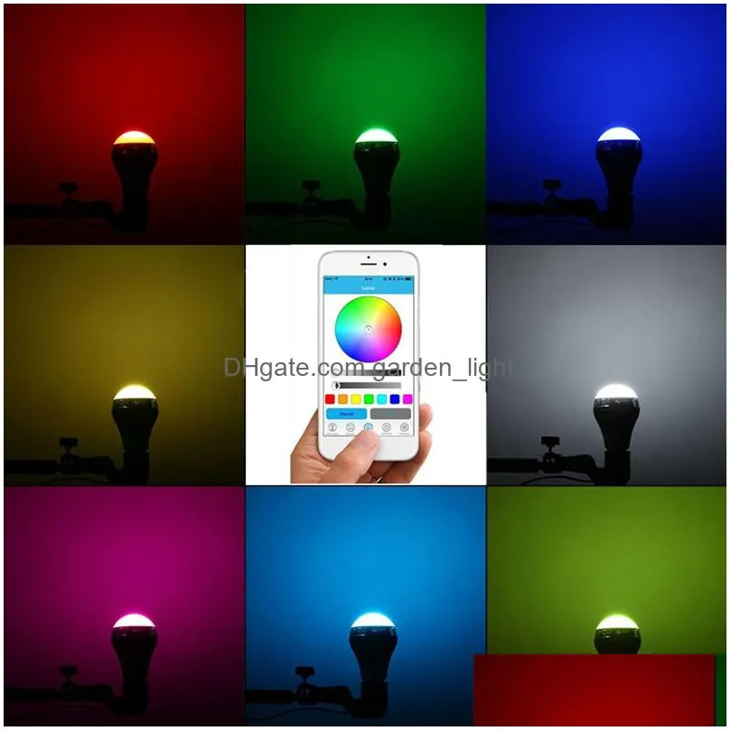 smart rgb e27 bulb bluetooth speakers lamp dimmable led wireless music bulb light color changing via app control remote control