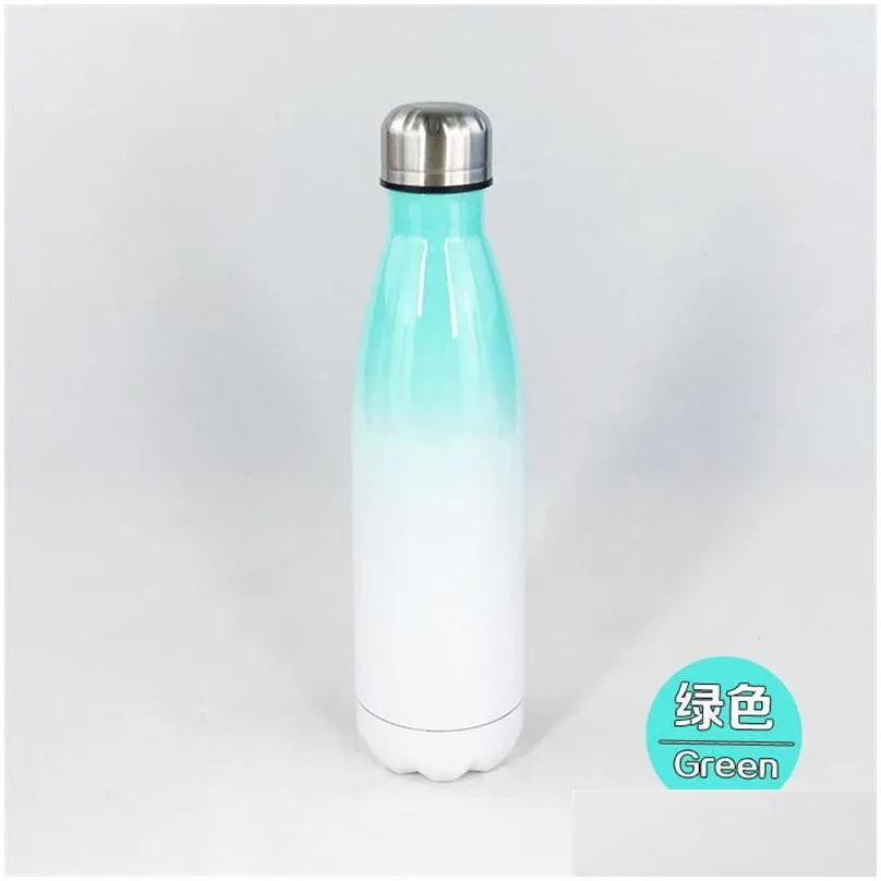 diy sublimation 17oz cola bottle gradient color 500ml stainless steel cola water bottles double walled insulated flasks 68 m2