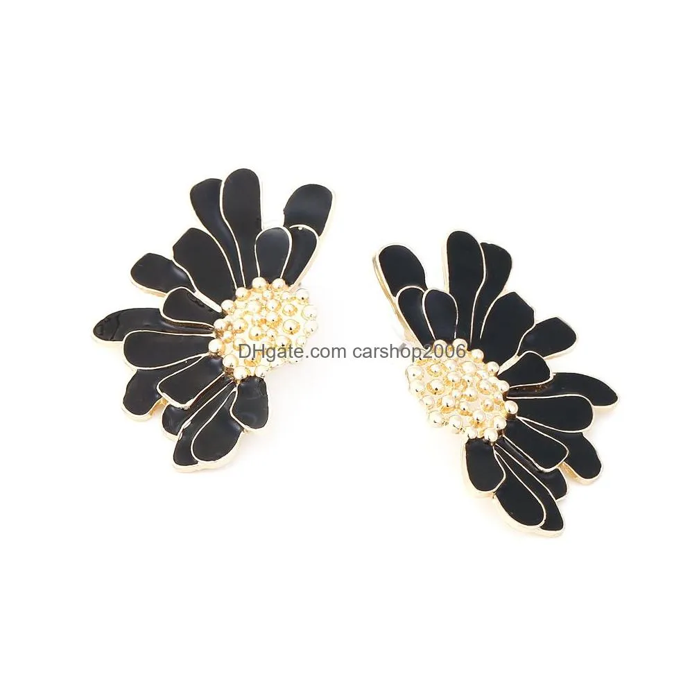 fashion jewelry flower stud earrings for women enamel daisy earrings