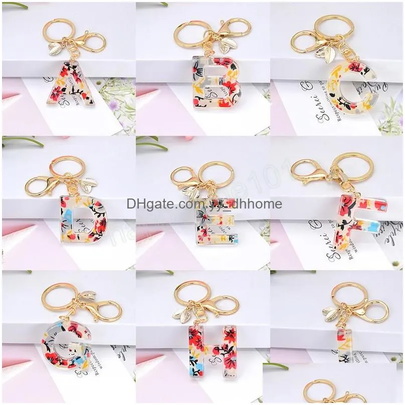 colorful az english letter keychains handbag acrylic plastic charms pendant ornament key ring holder jewelry gifts accessories