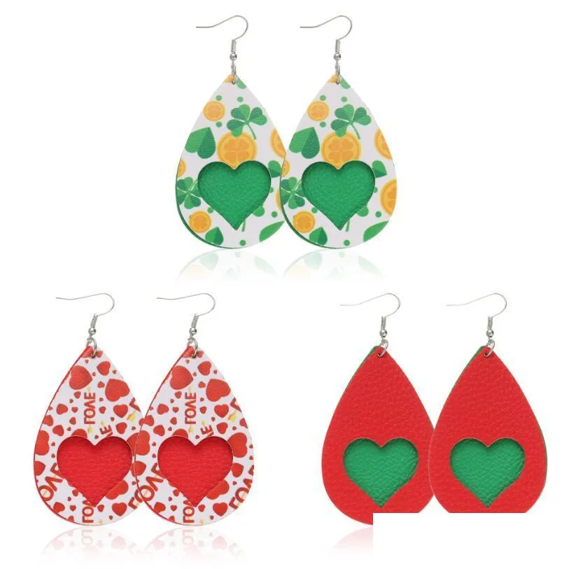 13 styles fashion heart leather earring for women girls statement jewelry lightweight teardrop dangle earrings valentines day gift