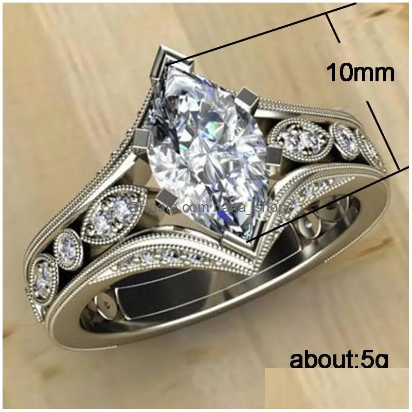 fashion jewelry hollow out ring horse eye zircon ring