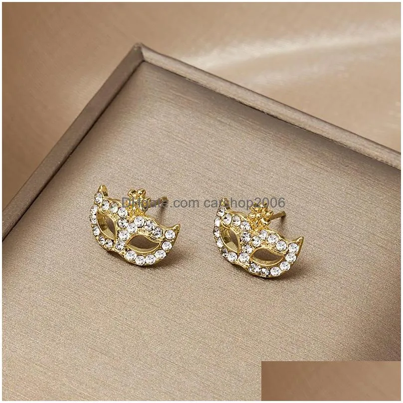 fashion jewelry cute mask earrings rhinstone face maks stud earring