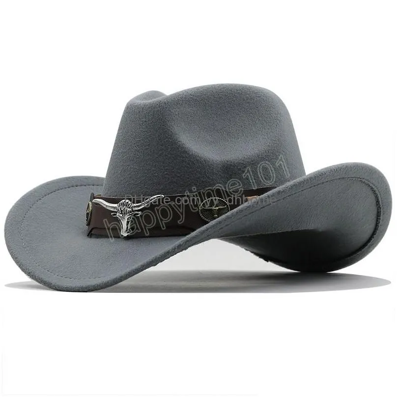 wome men black wool chapeu western  hat gentleman jazz sombrero hombre cap cowgirl hats size 5658cm