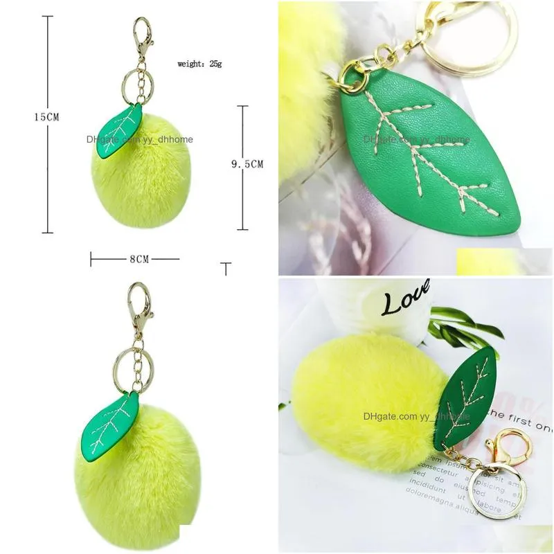 rabbit fur mango pendant keychain cute charm keyring kids women bag purse accessories jewelry gifts