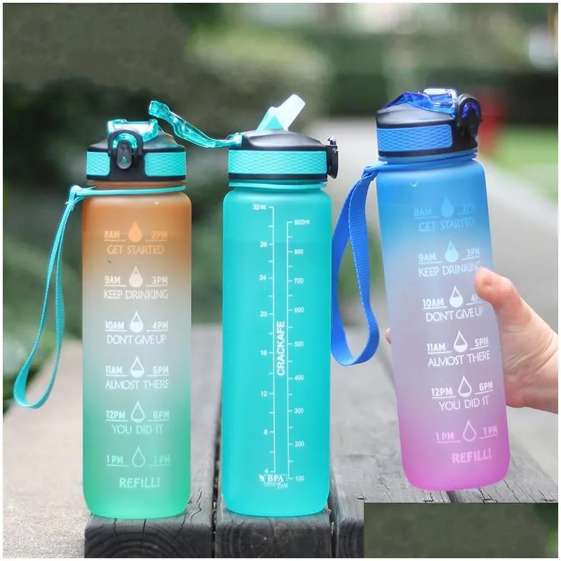 1000ml bouncing lid water bottle outdoor portable fitness sports cup with scale and straw 798 b3