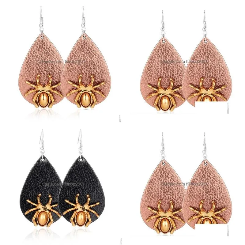 fashion jewelry pu leather earrings spider faux leather dangle earrings