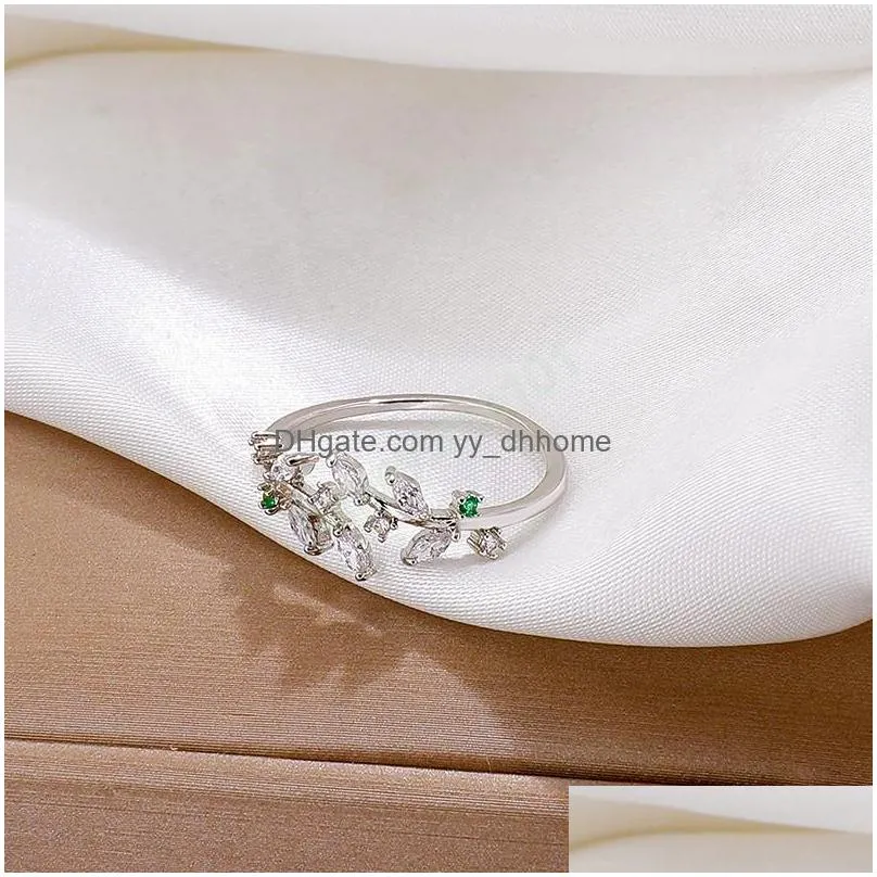creative leaf branch shape open ring for woman fashion korean finger jewelry luxury wedding party girls unusual rings