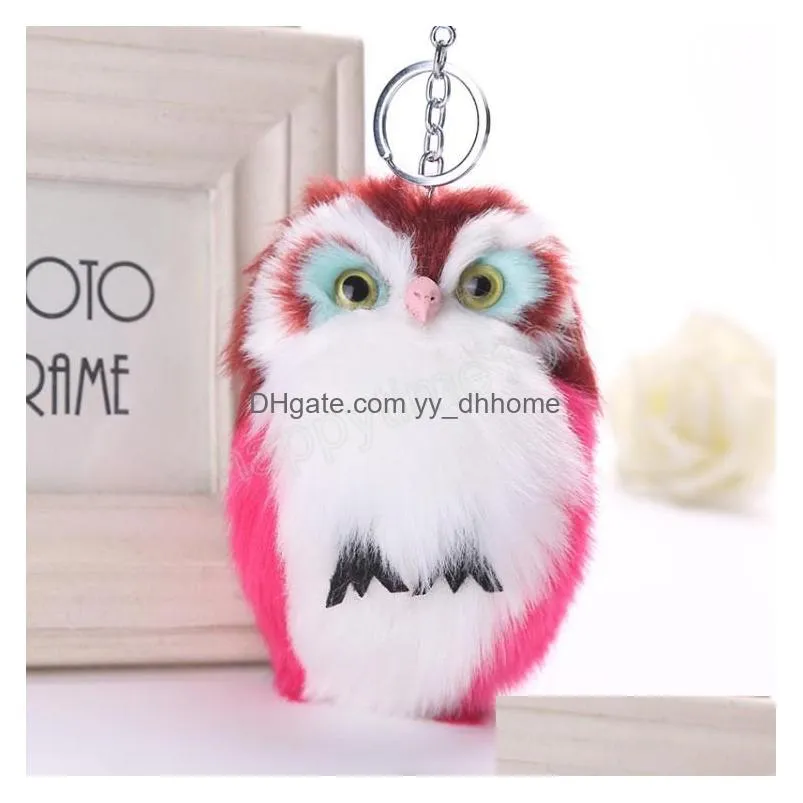 cartoon fluffy owl keychains for women cute owl animal pendant key chain holder car bag charms key accessories jewelry gifts