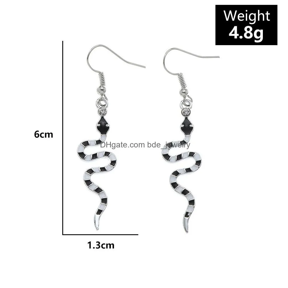 fashion jewelry black white snake earrings for women snakes dangle earrings