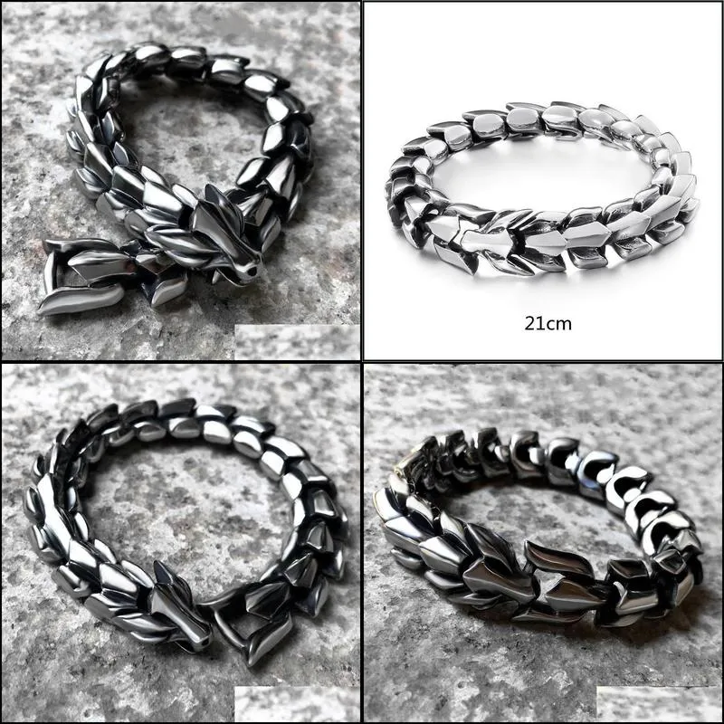 personality domineering dragon bracelet for retro silver color metal jewelry gift