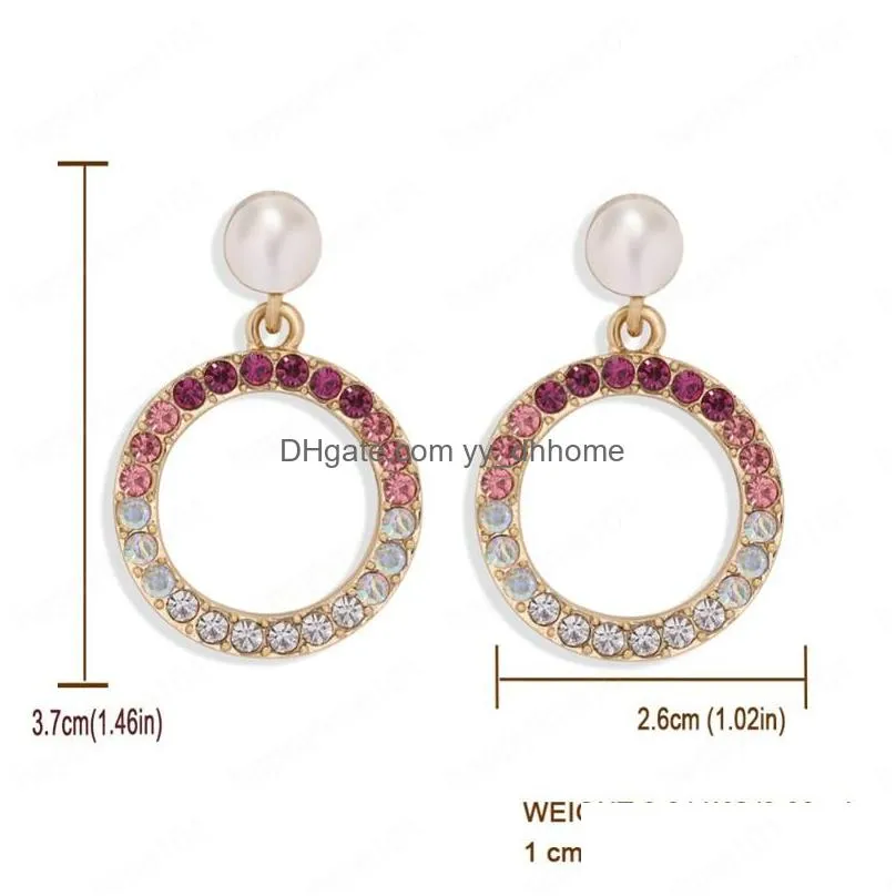 fashion geometric round diamond dangle earring for women crystal statement earrings jewelry bijoux party gifts