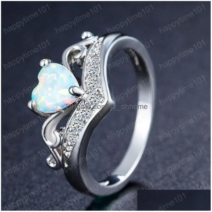 opal diamond ring heart love rings luxury designer jewelry women rings wedding engagement rings fashion jewerly gift