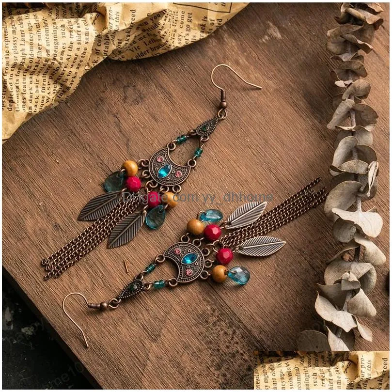 vintage boho long tassel dangle earring colorful beads ethnic earrings for women girls fashion indian jewelry accessories