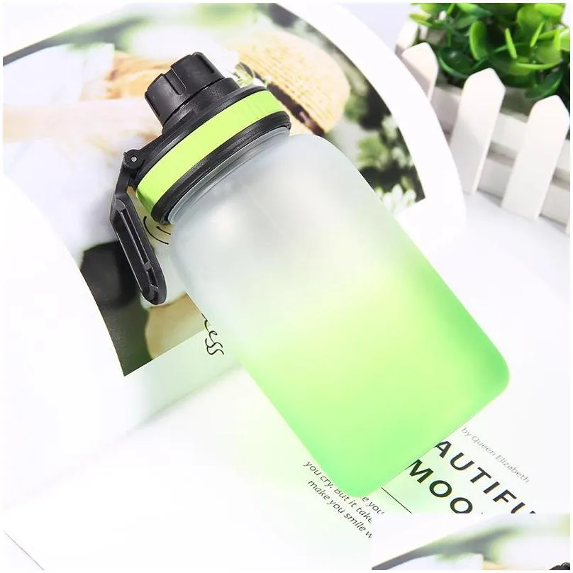 single layer plastic waters cup gradual change color outdoors sports water bottles man women colorful straight bottle 8yr l1