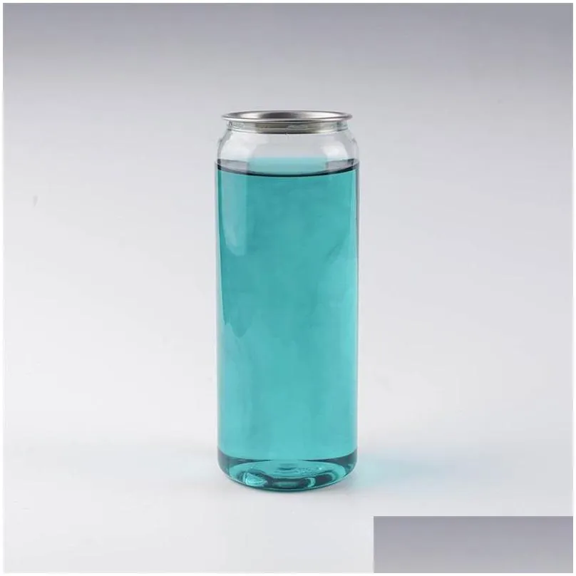 plastic beverage bottle  can 350ml 500ml 650ml ringpull can round water bottles disposable food grade pet juice cups b3