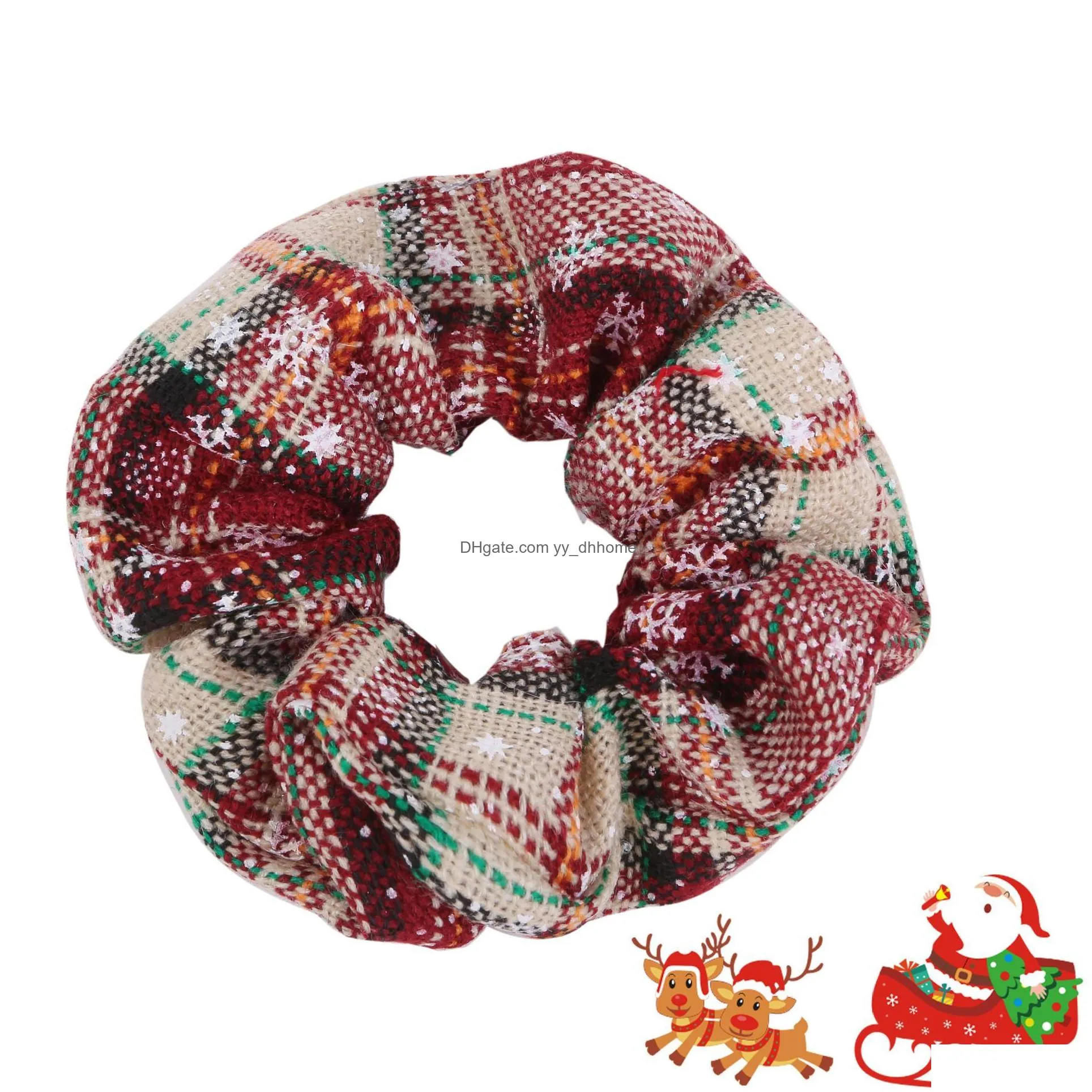 high grade christmas plaid hair scrunchies ponytail holder elastic hairbands christma hair rope girls woman kids hair accessories