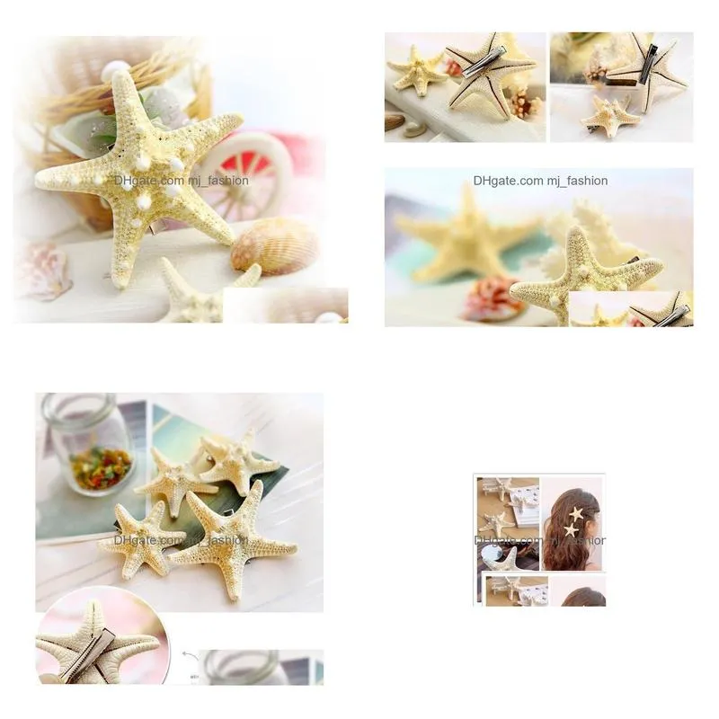 fashion jewelry starfish barrette womens natural starfish hairpin side clip duck beak clip barrettes