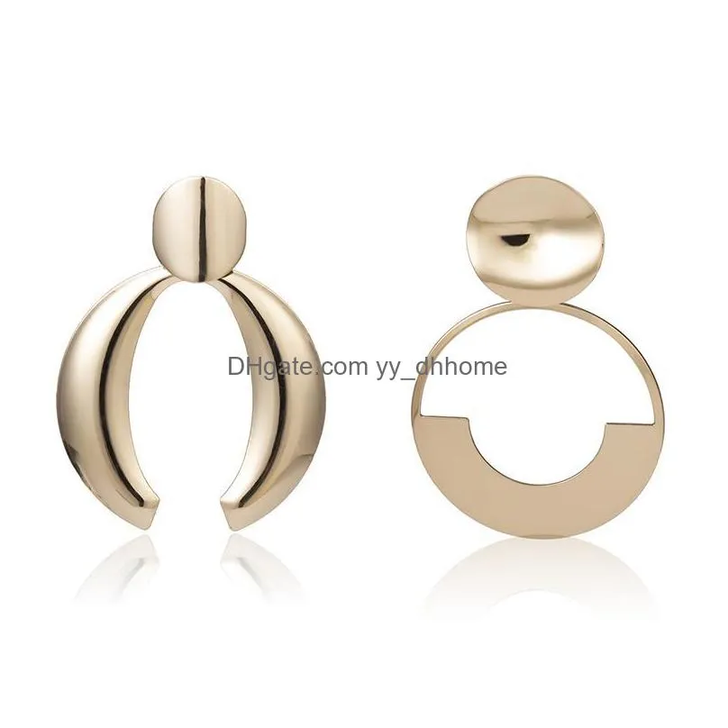 punk asymmetrical earrings fashion big unique drop earrings for women gold/silver statement female jewelry