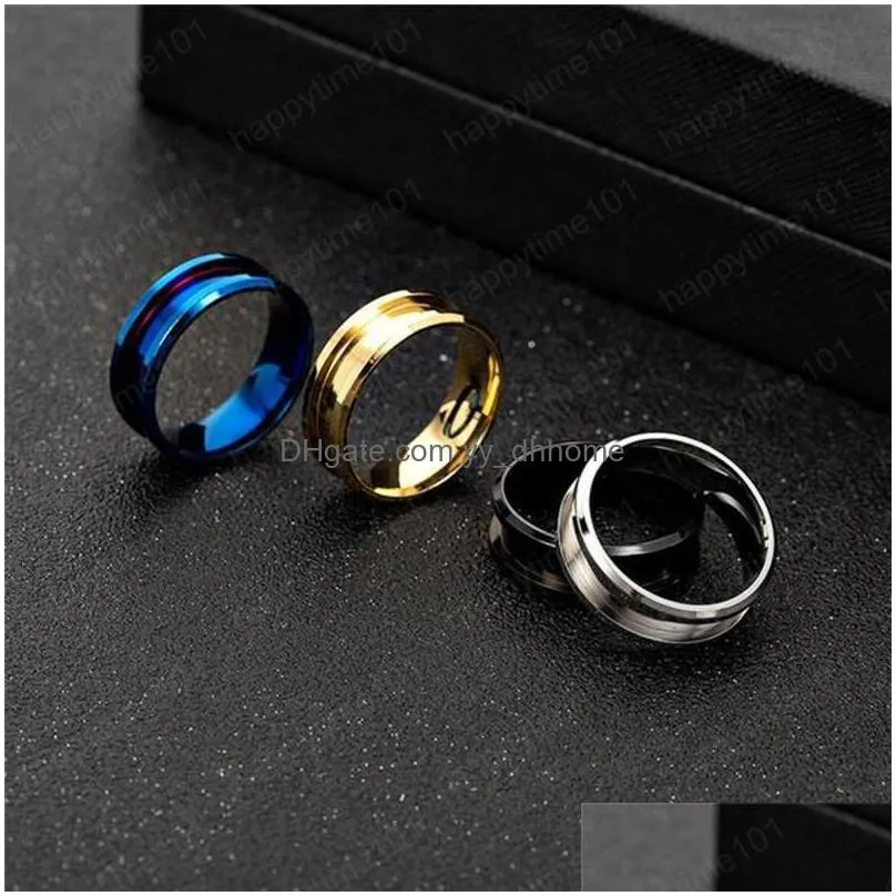 stainless steel groove ring band finger tie rings for women men fashion jewelry will and sandy gold blue black