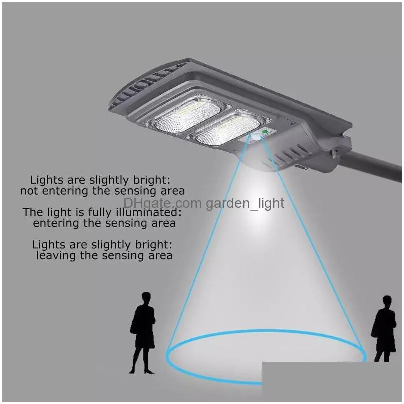 60w 90w 120w grey solar street lamp motion sensor waterproof ip66 wall outdoor landscape garden light with pole