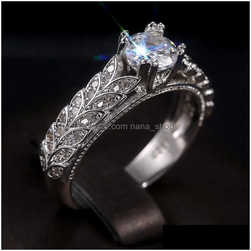 fashion jewelry double row zircon ring willow ring