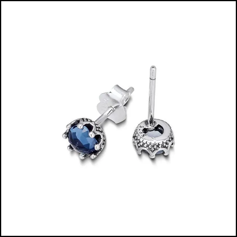 stud memnon 2022 autumn earings silver 925 blue sparkling crown earrings for women sterling earring fine jewelry