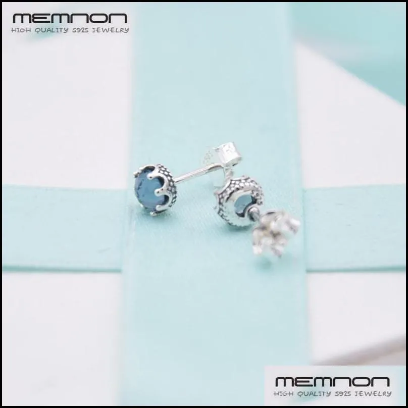 stud memnon 2022 autumn earings silver 925 blue sparkling crown earrings for women sterling earring fine jewelry