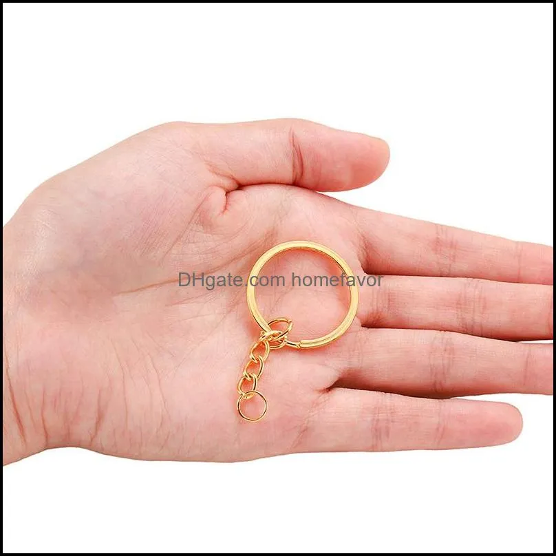 10pcs/lot key chain key ring keychain bronze rhodium gold 30mm long round split keyrings keychain jewelry making wholesale