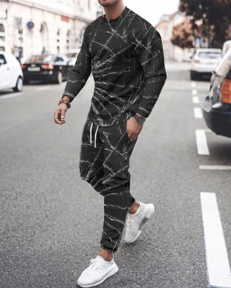 Men's Tracksuits Spring Autumn Men's Tracksuit Long Sleeve TShirt Trousers Set Fashion Suit Oversized Streetwear Casual Clothing Outdoor Outfit 220930