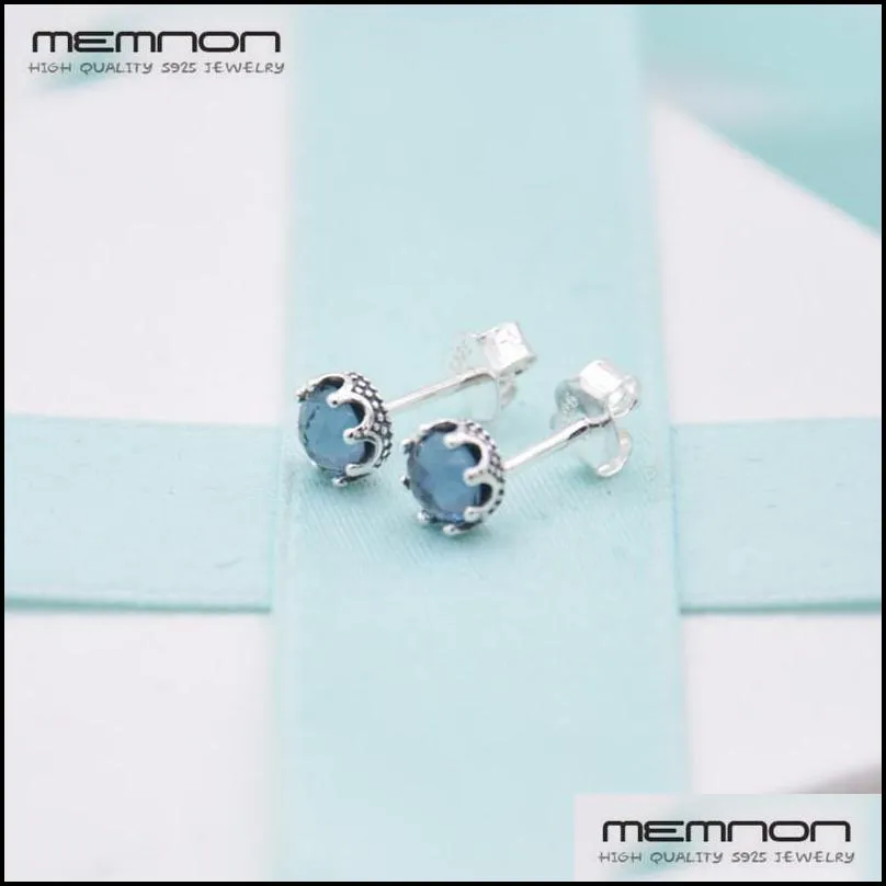 stud memnon 2022 autumn earings silver 925 blue sparkling crown earrings for women sterling earring fine jewelry