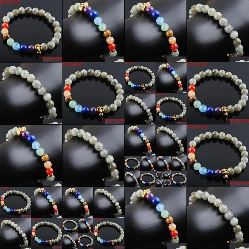 8mm labradoirte stone round beads ghost head strands bracelets 7 chakra healing mala meditation prayer yoga women jewelry