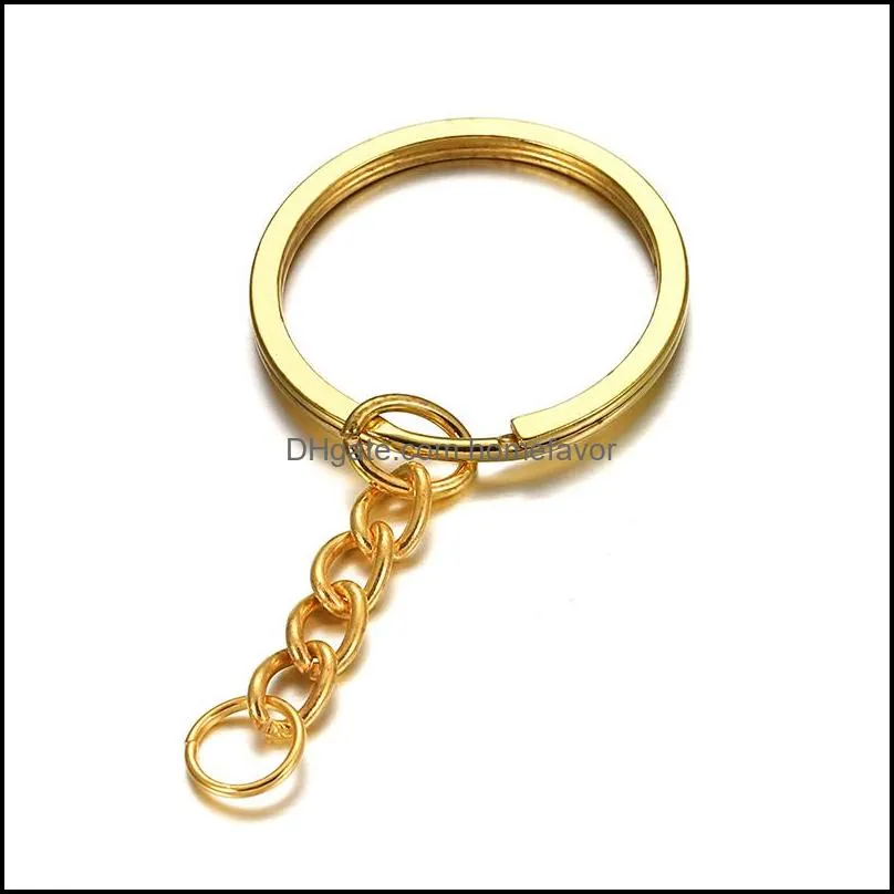 10pcs/lot key chain key ring keychain bronze rhodium gold 30mm long round split keyrings keychain jewelry making wholesale